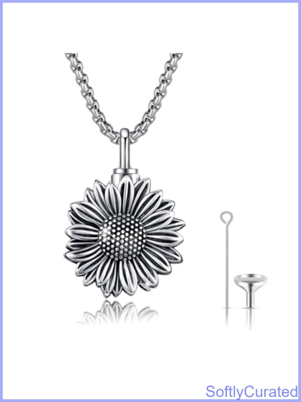 925 Sterling Silver Sunflower Urn Necklace for Ashes Memorial Pendant